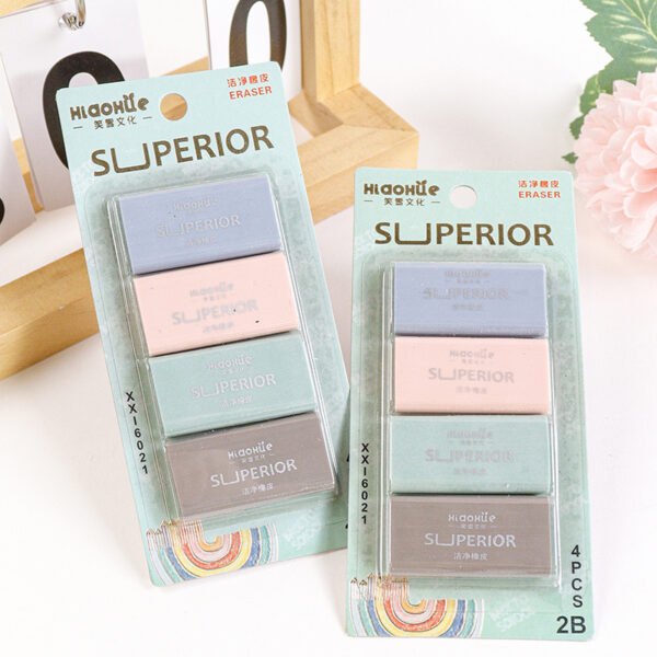Assorted color erasers 4-Pack